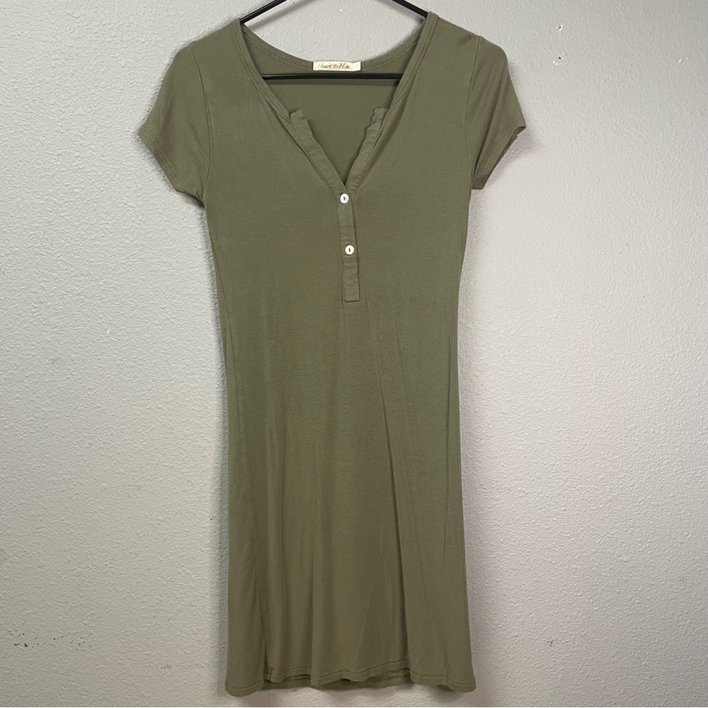 Mini, army green, stretchy dress, size small.